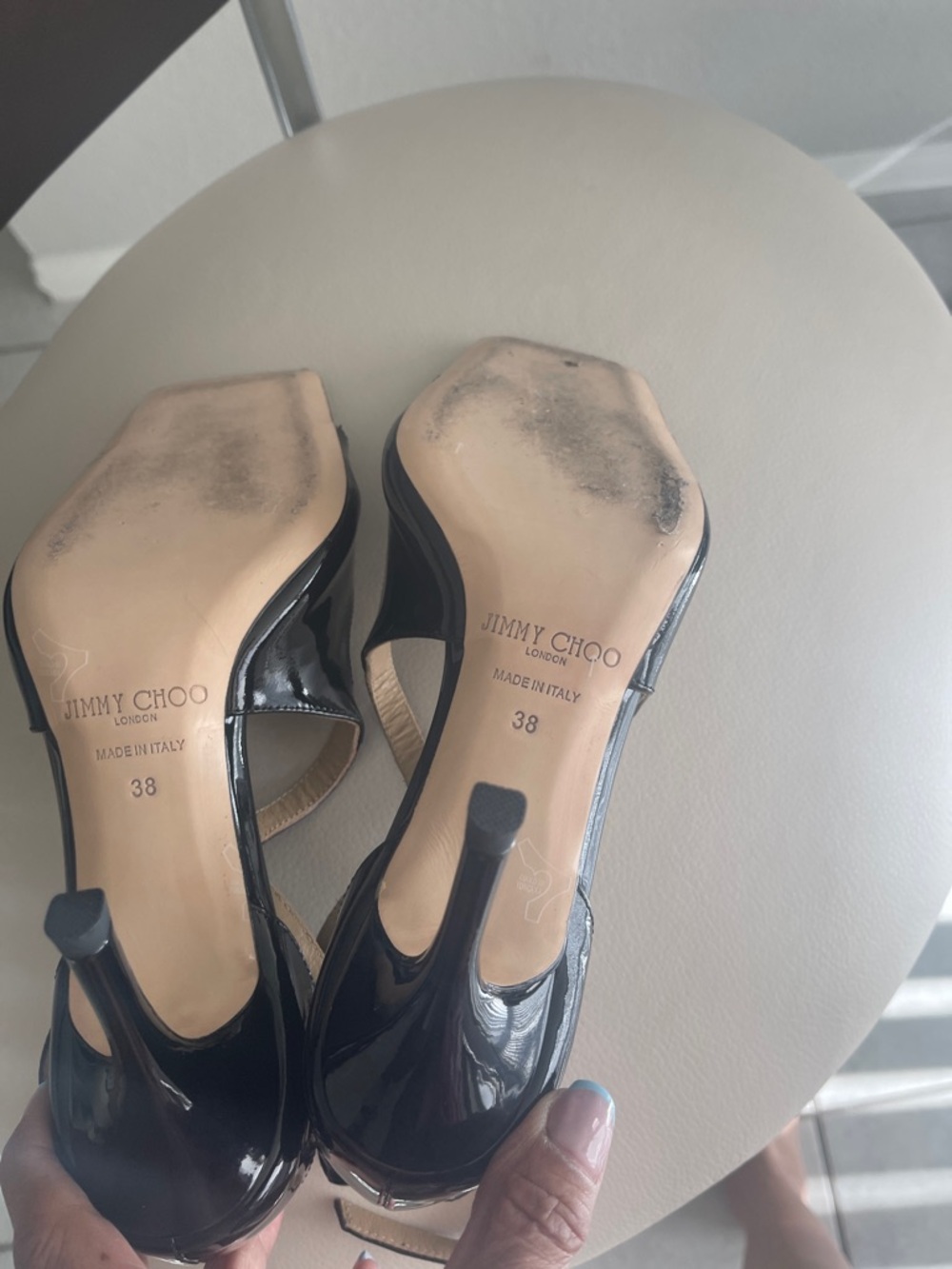 Jimmy Choo Black Patent Crisscross Ankle-Strap Heels - Picture 4 of 6